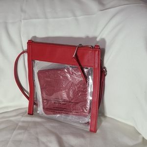 Red and clear crossbody bag